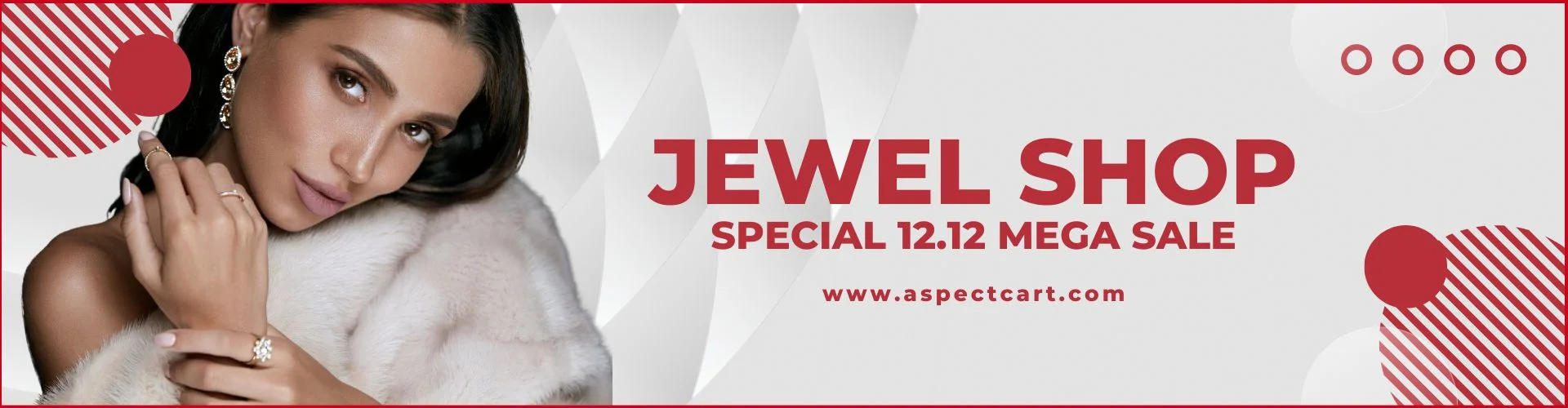 Banner som annonserar smyckeskollektionen i en online juvelbutik