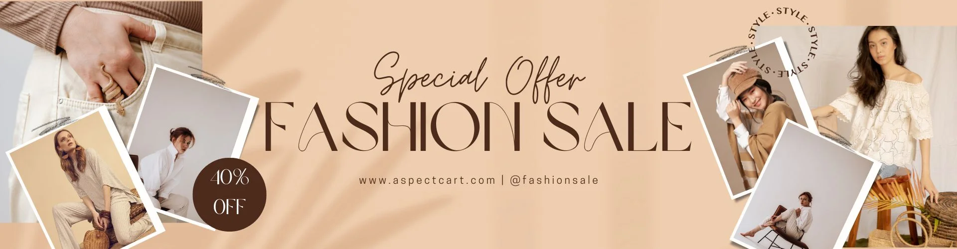 Banner för ett specialerbjudande i en online modebutik