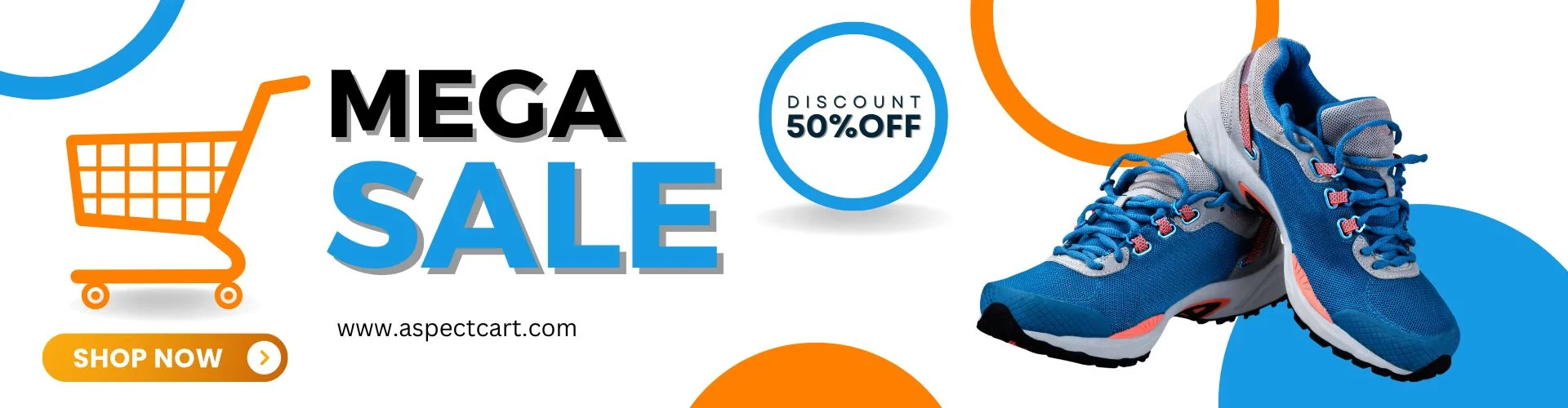 Mega Sale-banner i en online skobutik